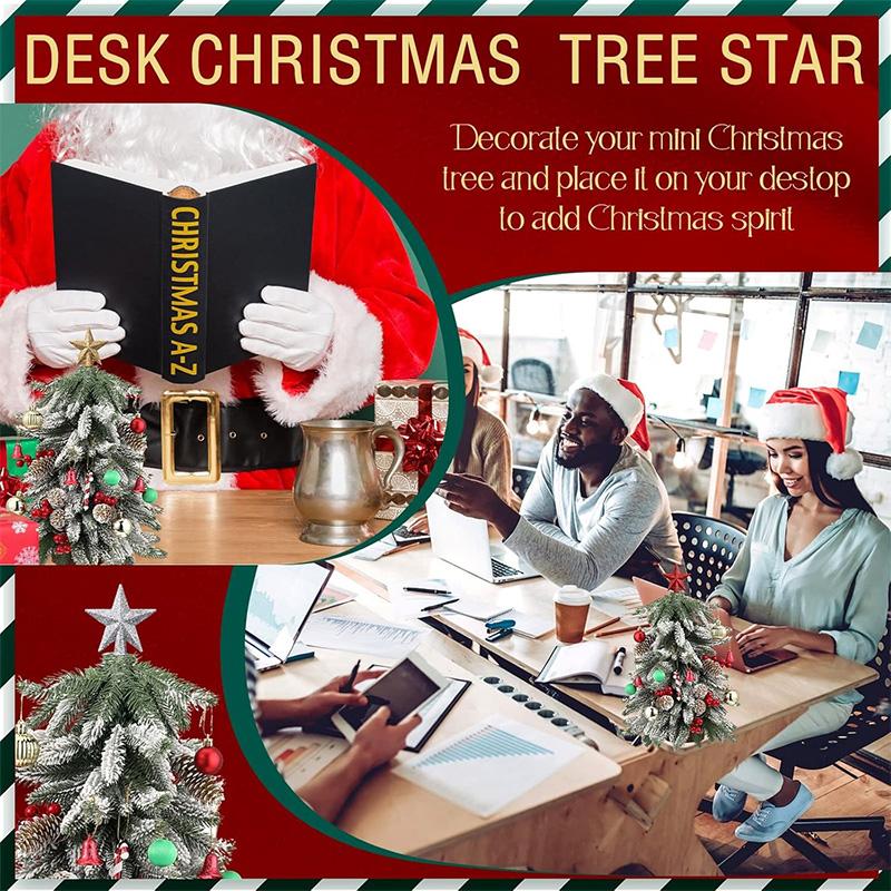 3Pcs/Pack Glitter Star Christmas Tree Decoration Merry Christmas Decor Home Navidad Ornament Five-pointed Star Decoration