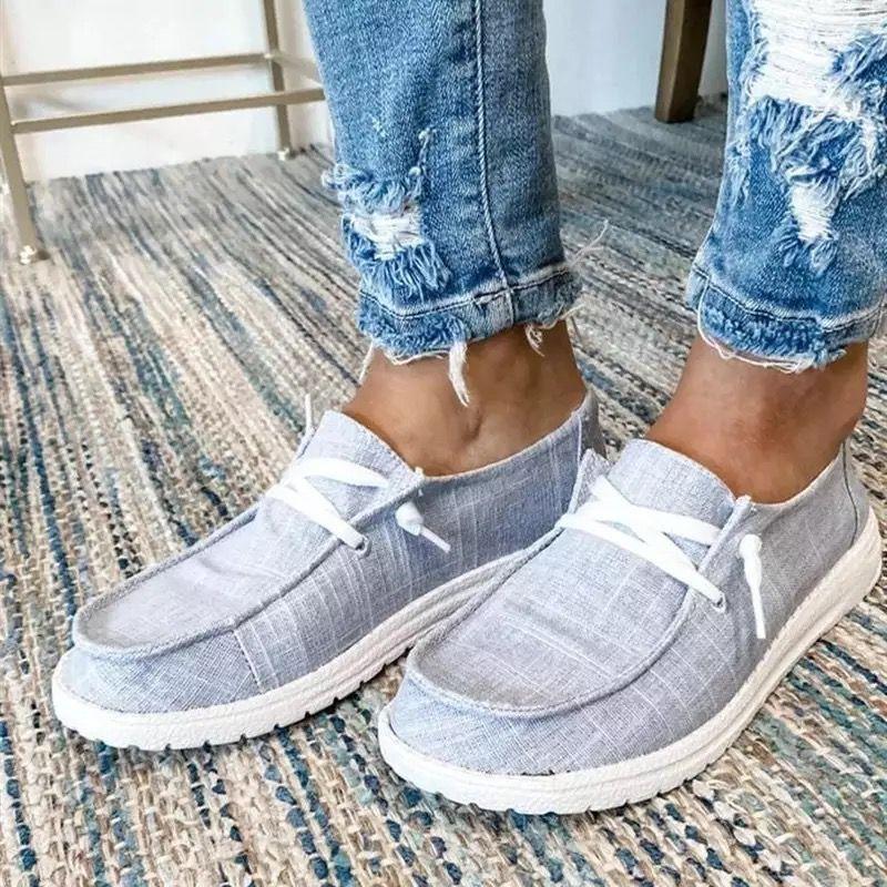 Lace-up women's shoes large size flat casual round head canvas shoes women's single shoes flat student shoes