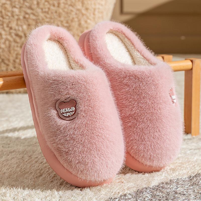 Cotton drag men's winter indoor warmth home thick bottom non-slip couple wear plush cotton drag women's slippers