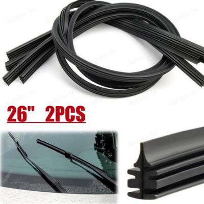2 Pièces 26'' 6mm Balais d'essuie-glace Universels Sans Cadre en Silicone pour Pare-brise de Voiture - Recharges