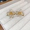 Zircon Resin Flower Earrings Fashion Stud Earrings Light Luxury Premium Versatile Earrings Women