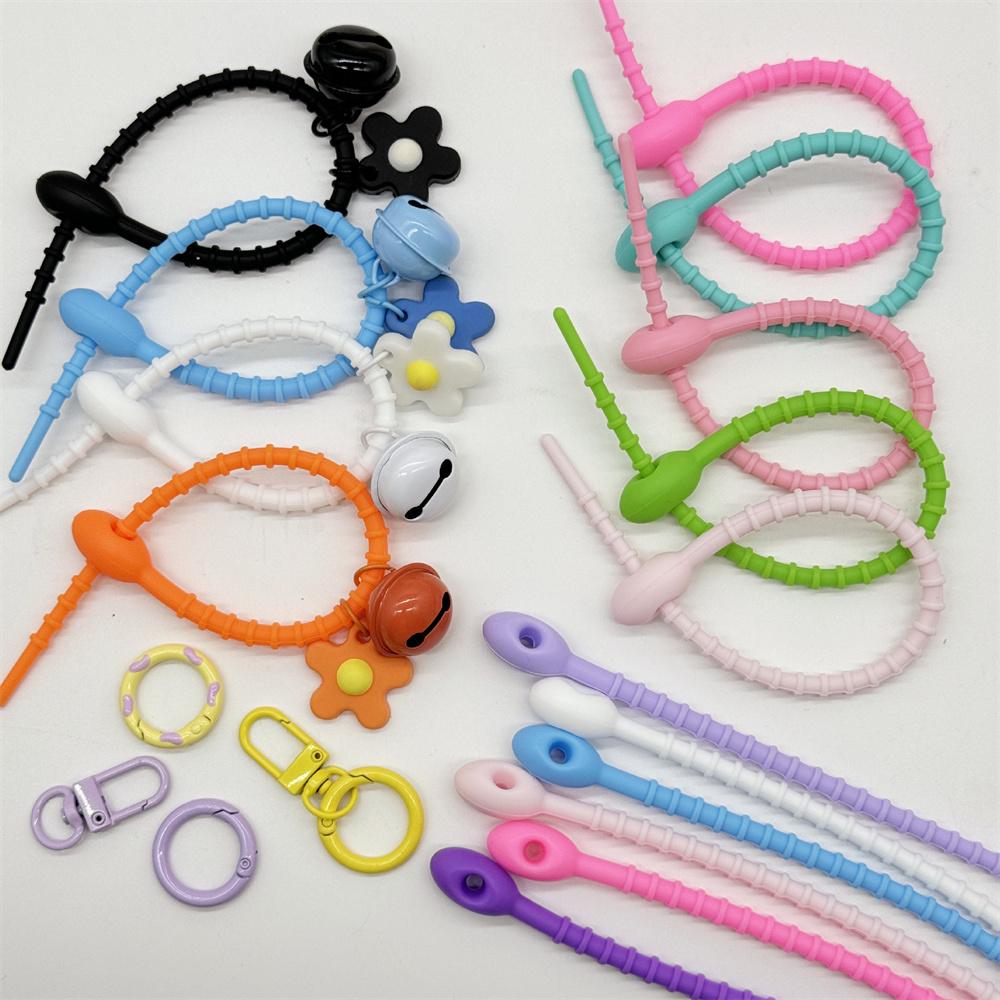 5/10/20/30 Stück Niedliche Bonbonfarbene Silikon Wiederverwendbare Beutelverschlüsse Schlüsselanhänger Lanyard-Band Schlüsselring Autoschlüsselanhänger für handgefertigten Schmuck