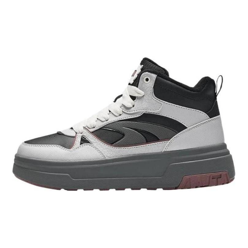 Anta Muffin Fleece Comfortable Versatile Warm Non-Slip High-Top Skate Shoes Women Sneakers Black Gray 922448907-3