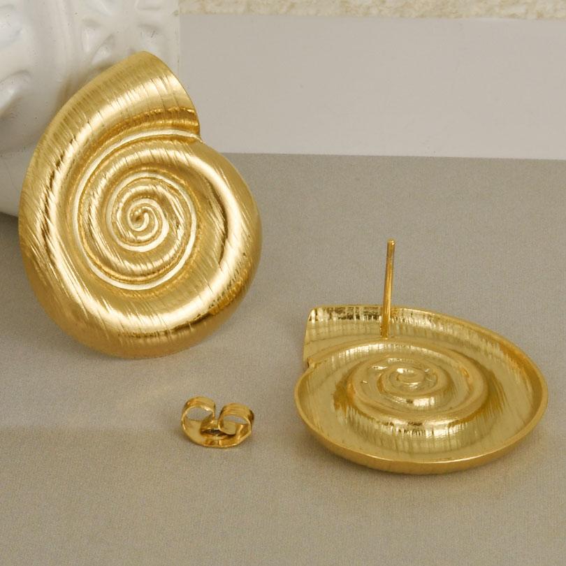 Ocean/Marine Animal Jewelry Set Real Gold Plated Stainless Steel Conch Necklace/Ear Studs/Rings For Women Accessories No Tarnish