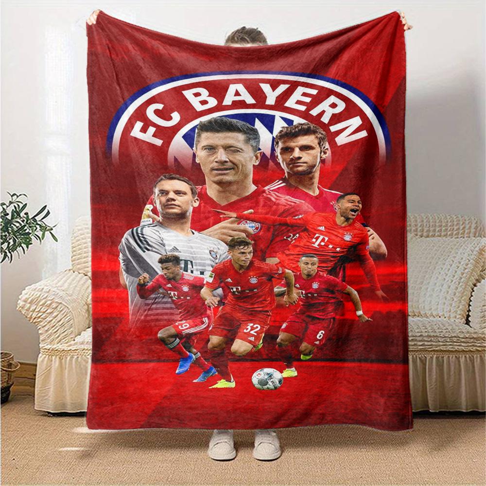 FC Bayern München Spieler Collage Druck Flanelldecke Fußballfan Überwurfdecke Weich Gemütlich Zuhause Sofa Bett Dekoration für Fußballfans