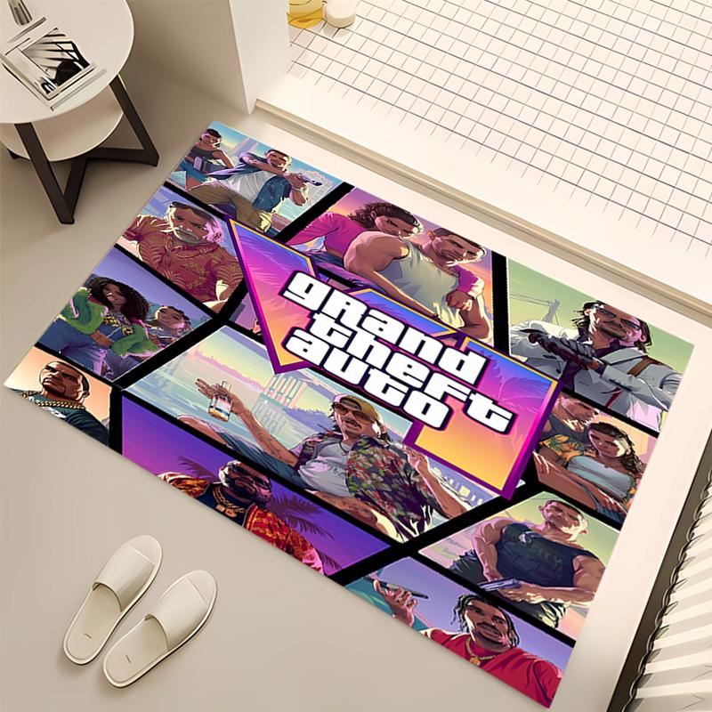 1 Stück Spiel Grand Theft Auto Druck Teppich - Weich, Waschbar, Rutschfest, Innenmatte, Wohnzimmer, Heimbüro Dekorativer Teppich, Büro Dekorativ