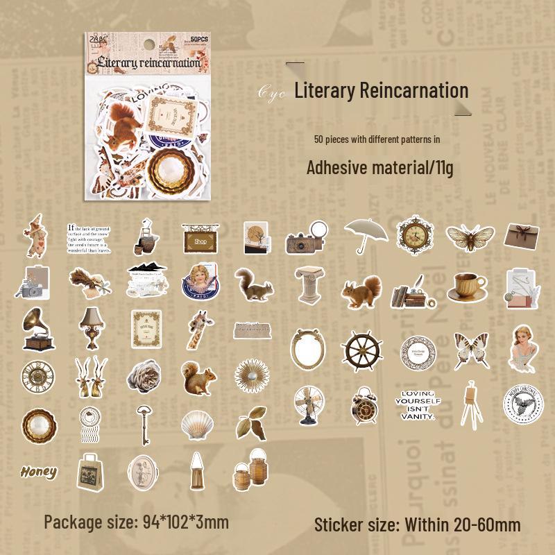 ZABC Sticker Pack Retro Collection: 6 Styles for Journaling & Collage