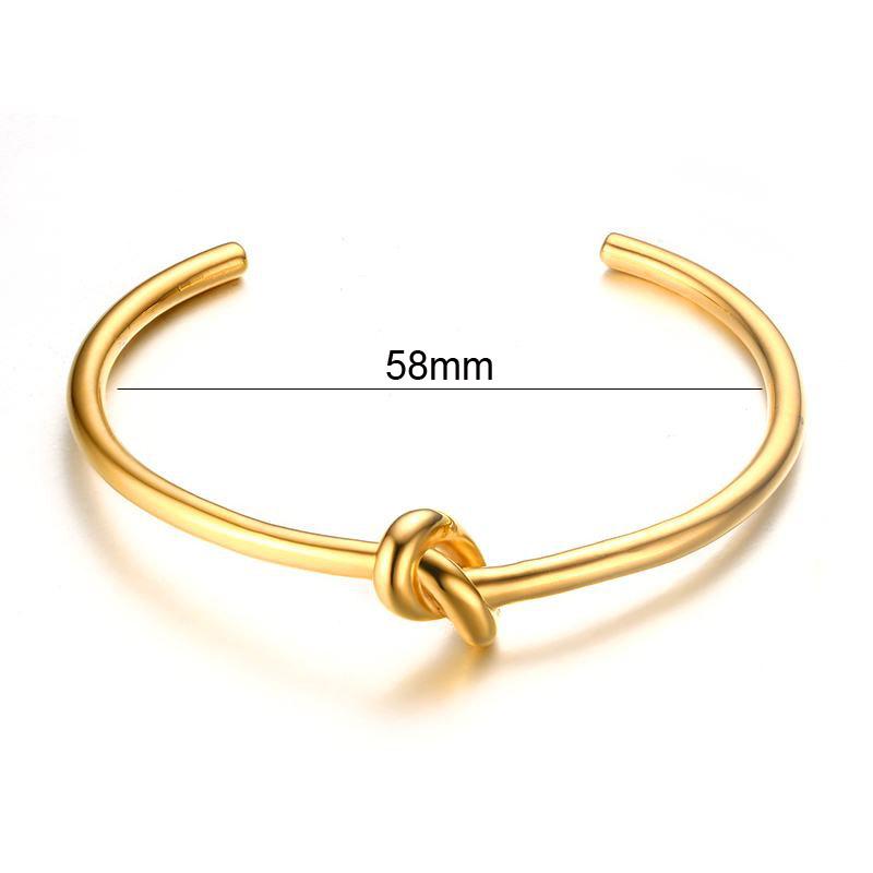 Gold Color Knot Bracelet for Women, Tie The Knoted Cuff Bangle Stainless Steel, Charm Bridesmaid Wedding Jewelry