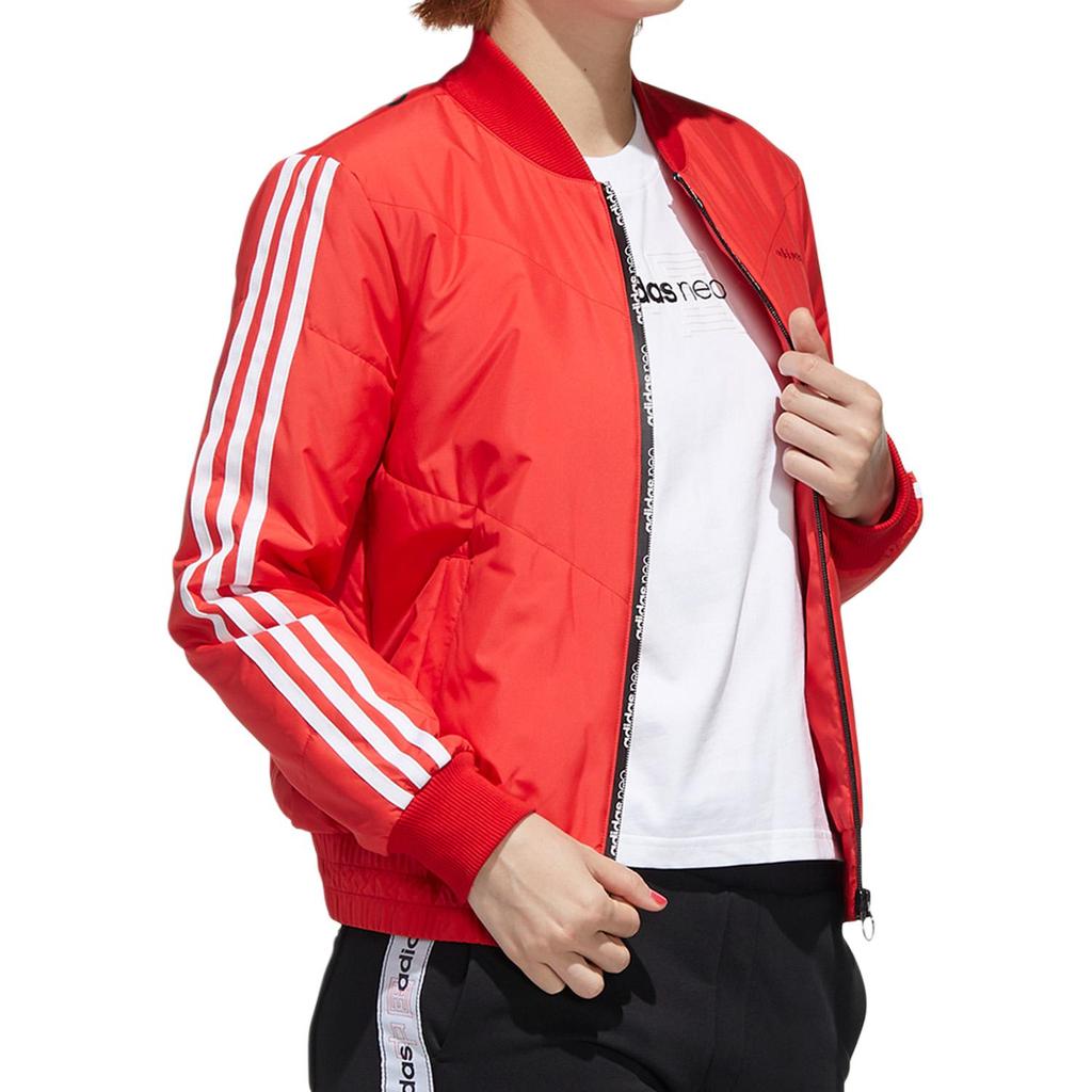 Adidas Neo Casual Striped Design Long Sleeve Cotton Jacket Women Jacket Light-Crimson GP3025