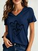 Funny Love 3D Print Women's T-Shirts Fashion V-neck Short Sleeve Tops Daily Casual Girl T shirt Summer Loose Tee Ladies Clothing