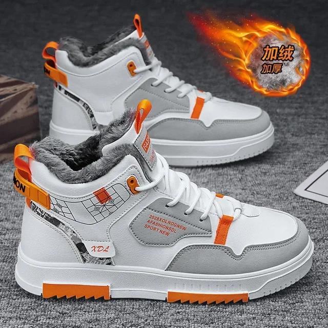 Men's Winter High Top Shoes, New Fashionable and Plush Warm Snow Boots, Thick Soled Anti Slip Outdoor Casual Sports Cotton Shoes