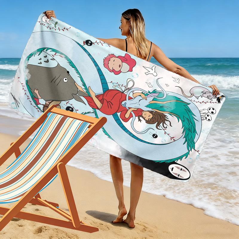 Chihiro 2D Flat Print Beach Towel, Large Soft Quick Dry Towel for Beach Camping SwimmingXSTJ0915465
