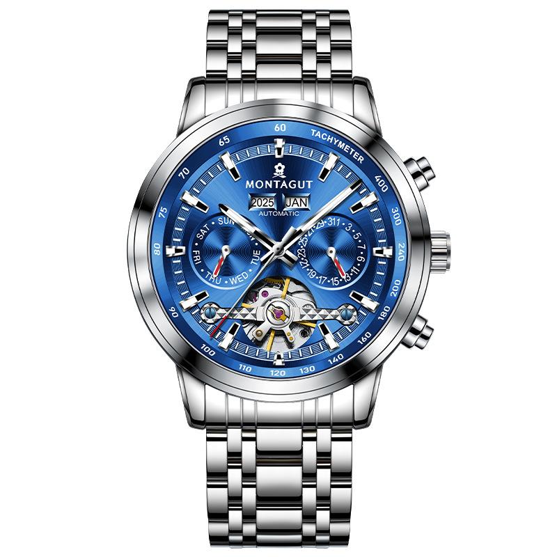 Tourbillon Watch for Men Waterproof Stainles Steel Hand Clock Date Men's Watches Luxury Brand Wristwatch