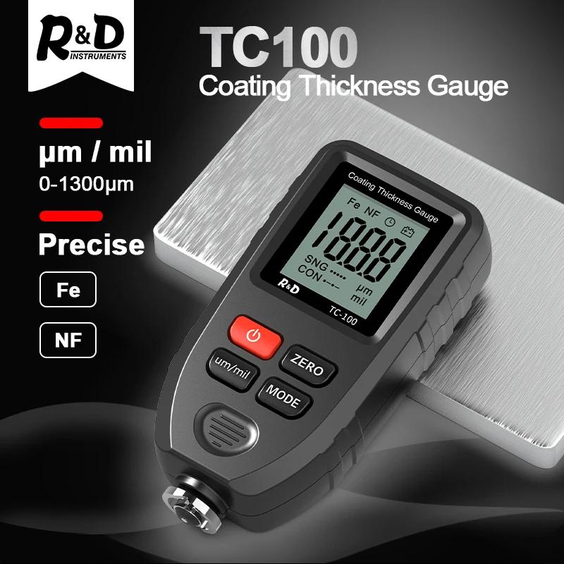 R&D TC100 Coating Thickness Gauge 01micron/0-1300 Car Paint Film Tester Standard Accuracy Measuring FE/NFE Russian Manual Paint