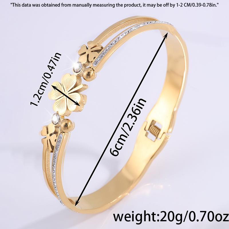 Zlatý náramek z nerezové oceli čtyřlístek pro ženy, módní a vynikající náramek pro štěstí se sponou na jaře