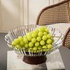 Vintage Petal Fruit Bowl Large Capacity Plastic Serving Tray for Snacks Nuts Candy Transparent Fruit Dish for Living Room Coffee