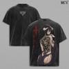 Albedo Overlord Anime Shirt, Vintage Oversized T-Shirt, Zweiseitiges Distressed Manga Grafik T-Shirt, Japanische Streetwear Unisex
