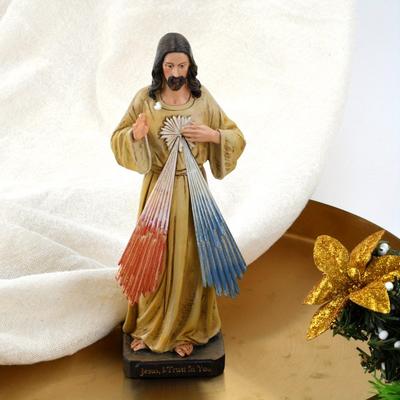 1PC Divine Mercy Jesus Figure Catholic Statue Family Prayer Ornaments Jesus Christ Home Decoration Resin Crafts