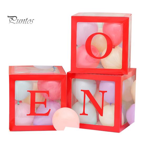 1st Birthday One Balloon Box Letter Print Clear Baby Shower Box Boy Girls Carnival Circus Birthday Decoration