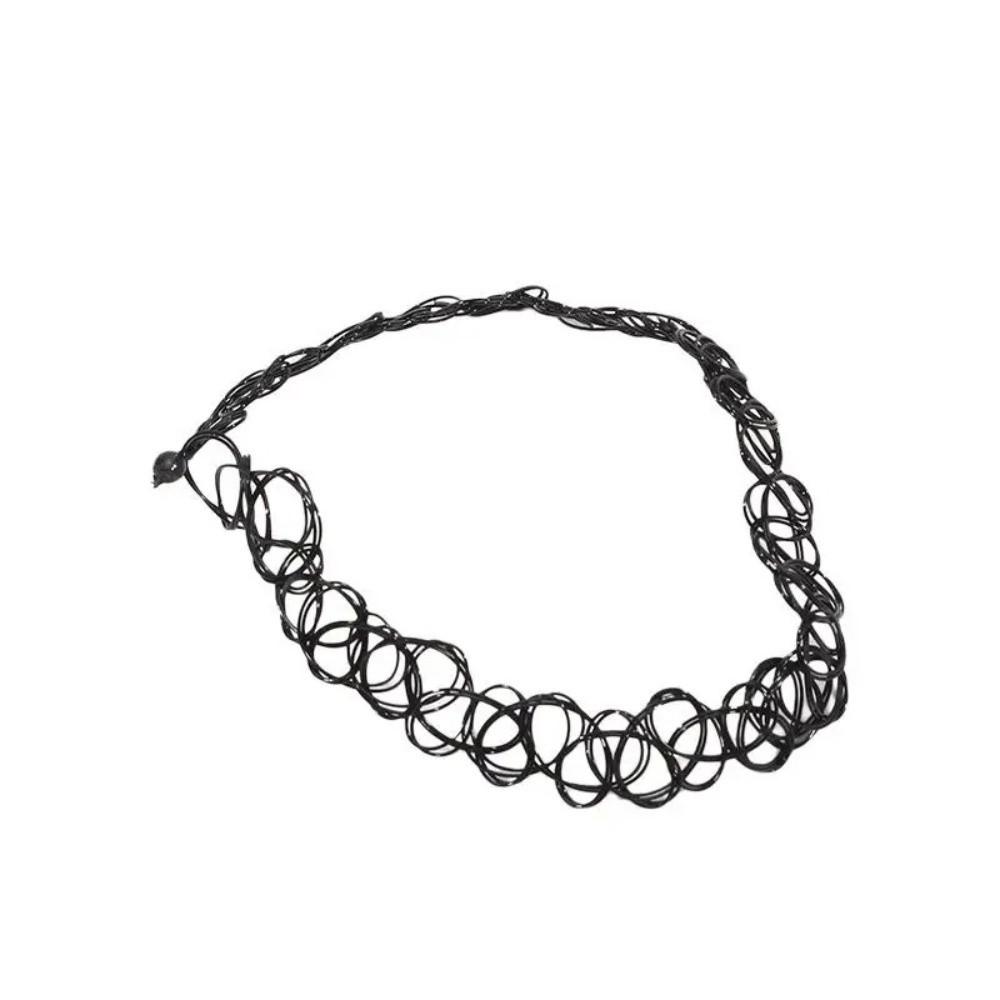 6Pcs/Set Vintage Style Gothic Elastic Necklace Adjustable Punk Necklace Fashion Lace Chokers Daily
