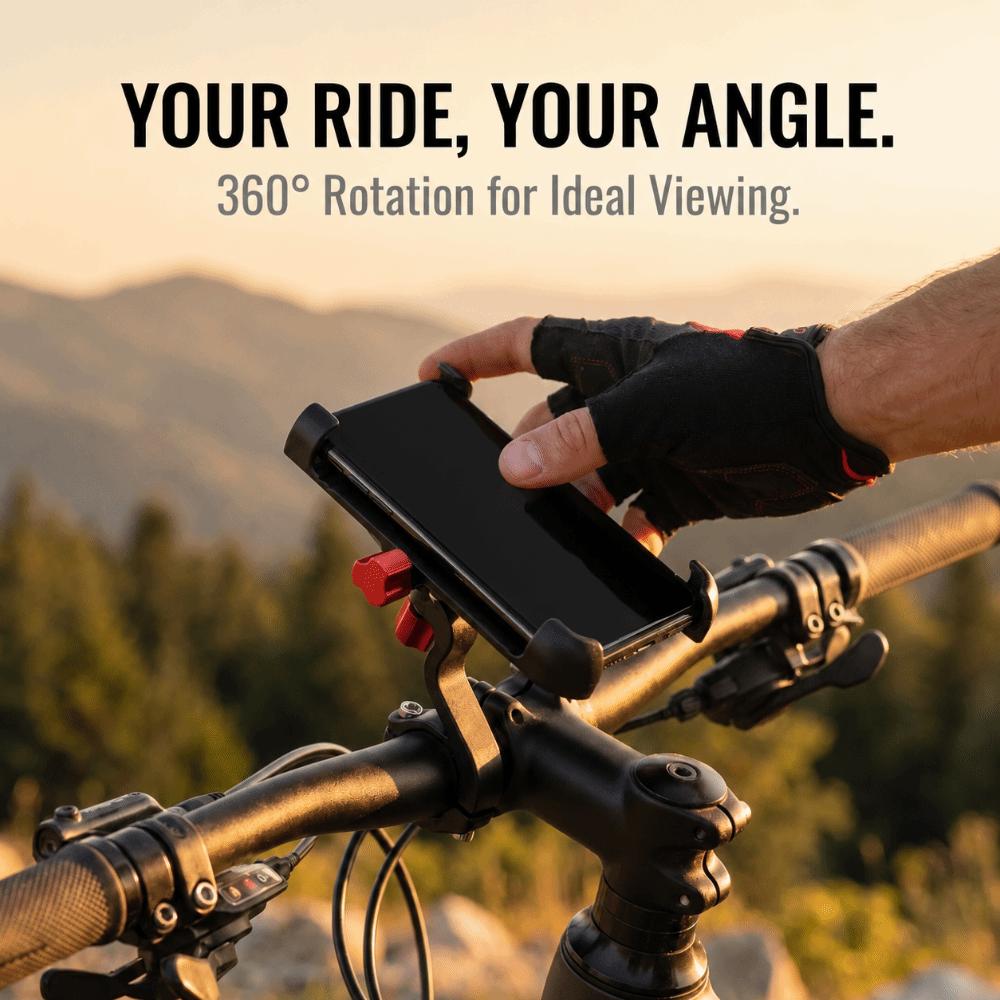 360° Rotation Bike Phone Mount Aluminum Alloy Bike Phone Holder Bike Stem Phone Mount MTB Bike