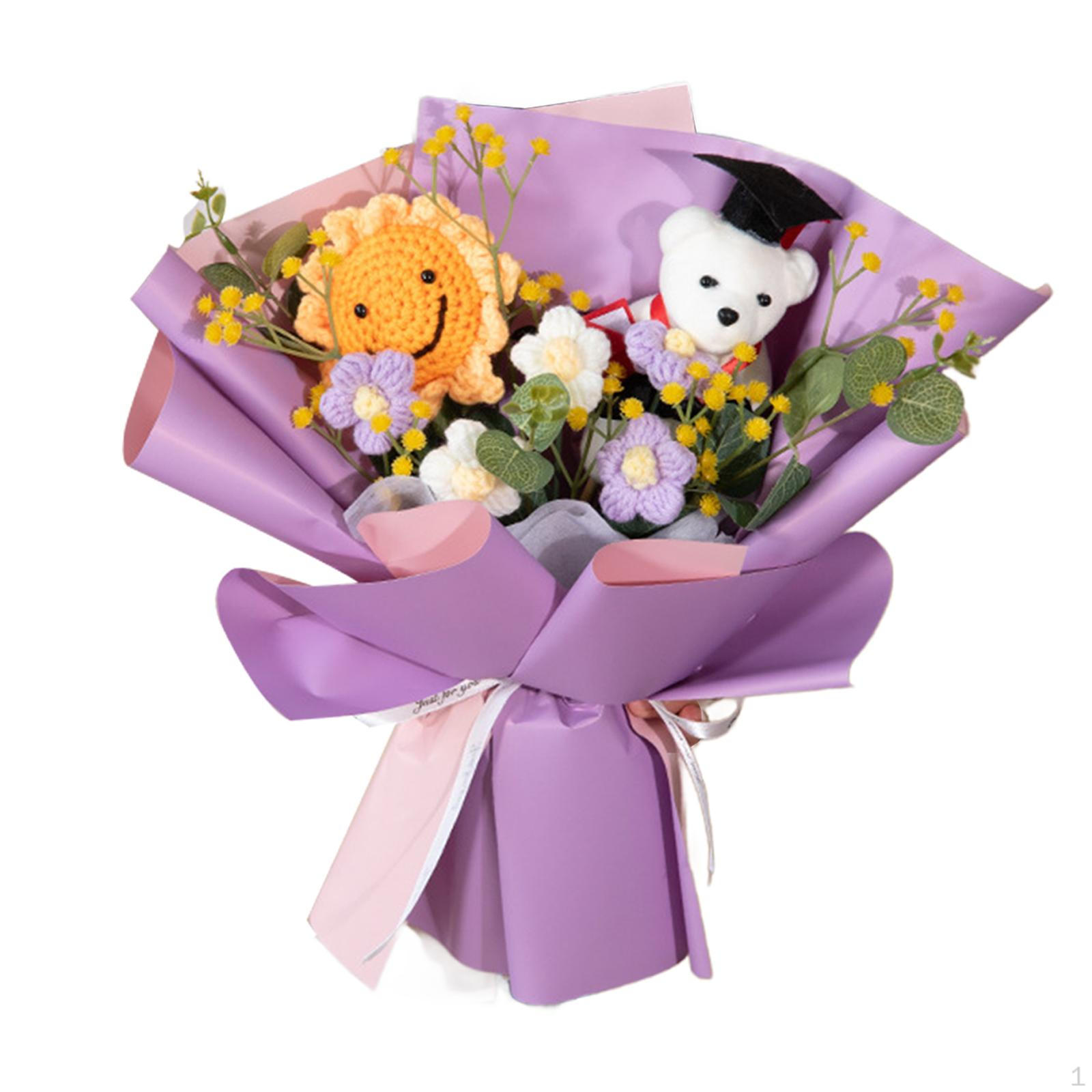 

Букет крючком, Вязаный букет на выпускной, на День матери, на свадьбу, Purple