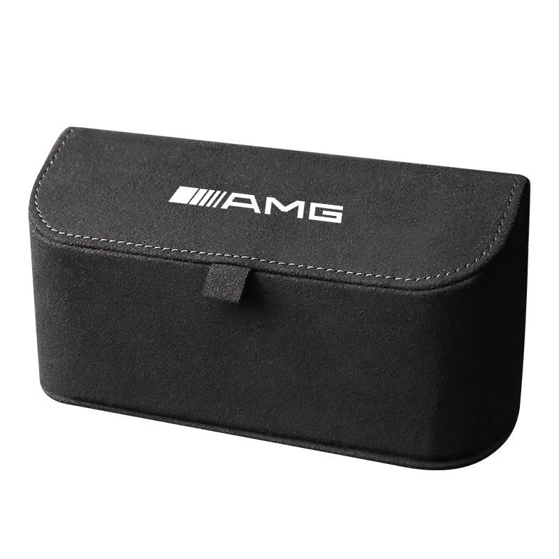 MEA4   Suede Car Sun Visor Glasses Box Car Badge Sunglasses Clips Glasses Box For Mercedes Benz AMG W177 W176 X166 X167 C257 C218 X253