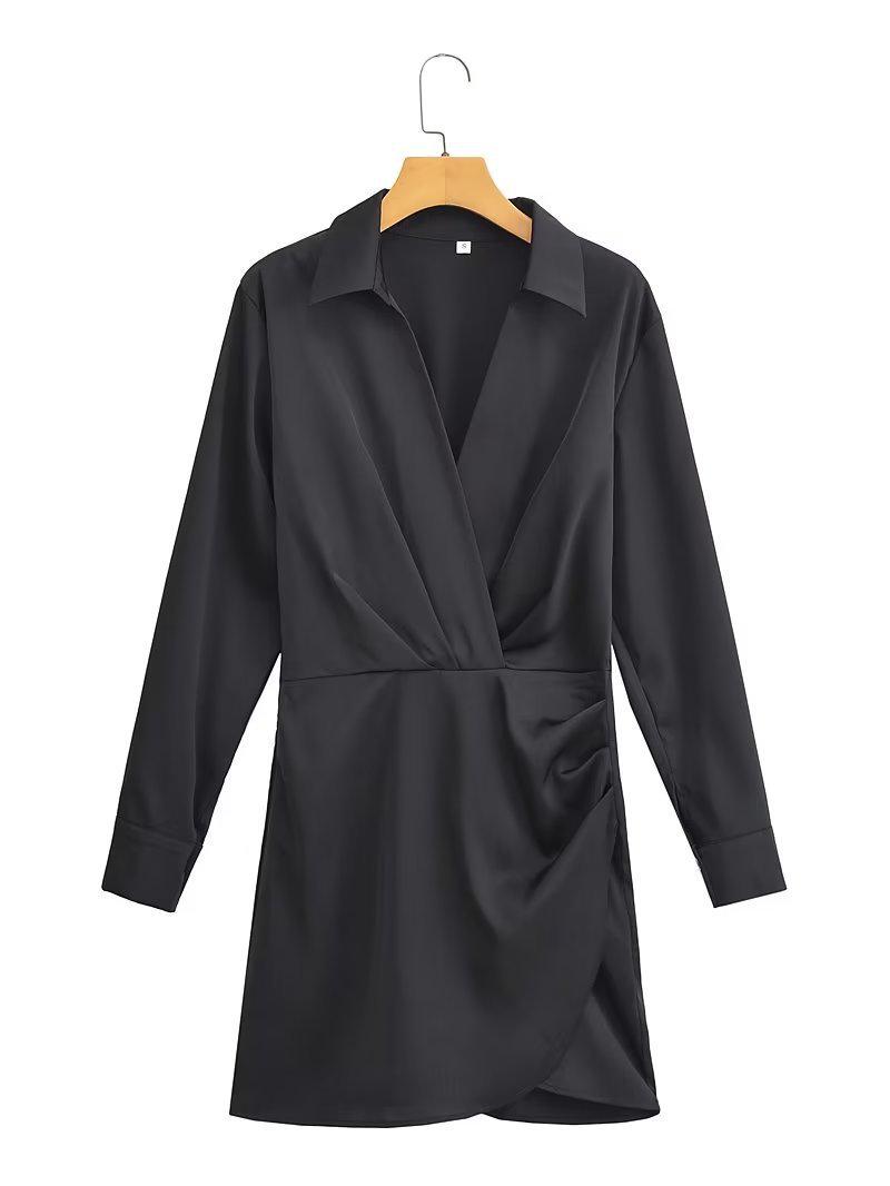 

Женское весеннее платье 2023 года из 9 цветов с защипами по бокам Medium чёрный