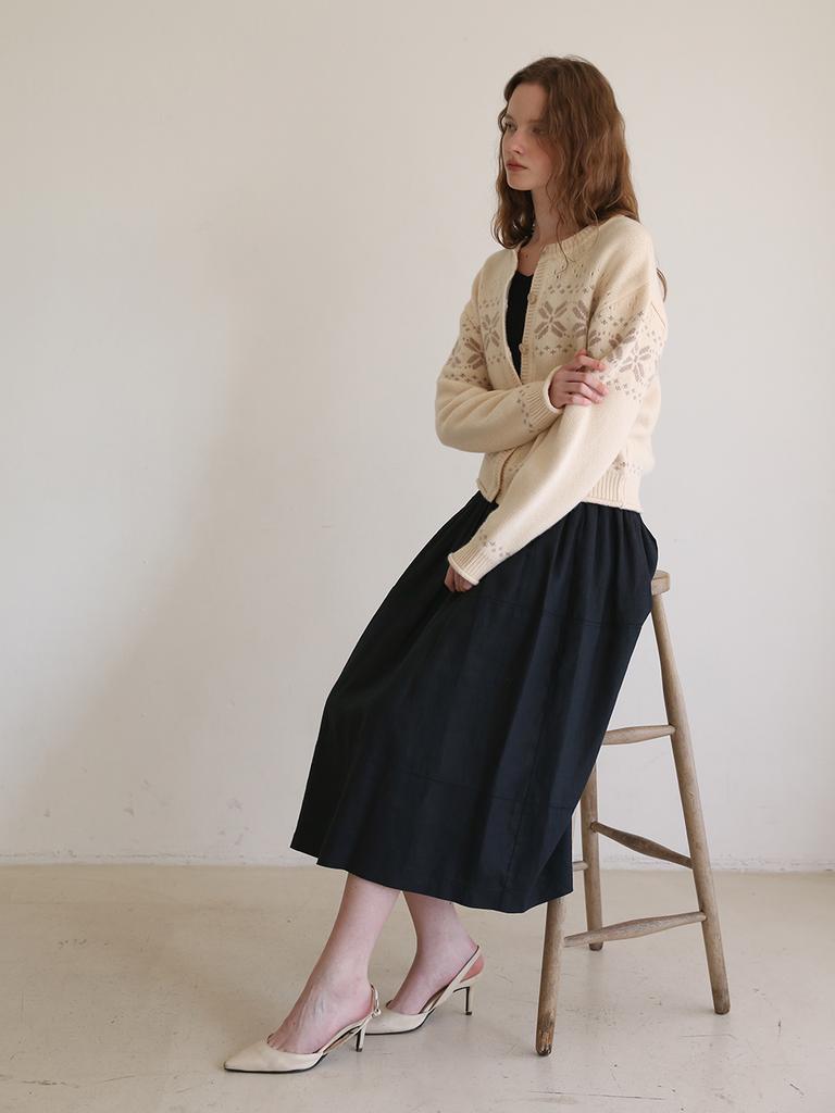 Vertneuf Snow Flower Cashmere Cardigan_Cream