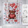 4pcs Valentine's Day Romantic Bear Printed Bathroom Set Waterproof Shower Curtain Floor Mat Toilet Mat U-Shaped Mat
