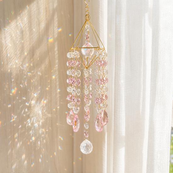 Faux Crystal Suncatcher Wind Chimes for Outside, Prisms Window Hanging Rainbow Maker for Garden Home Indoor Outdoor Decor