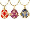 Copper Zircon Cross Egg Open Pendant Necklace Gold, Easter Ladies Jewelry Pnb-392