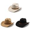 Western Cowboy Hat With Brim For Men And Women In Wool Blend For Autumn Casual Style