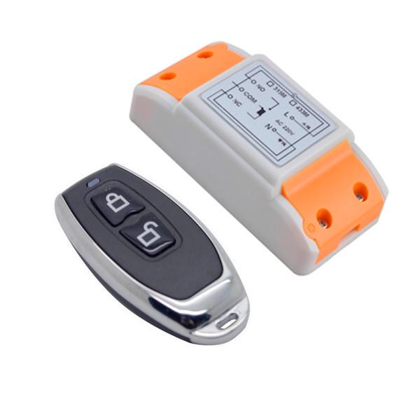 220V Single Channel Remote Switch + Metal 2-Key Interlocking Remote Control Single Channel Remote Control Switch