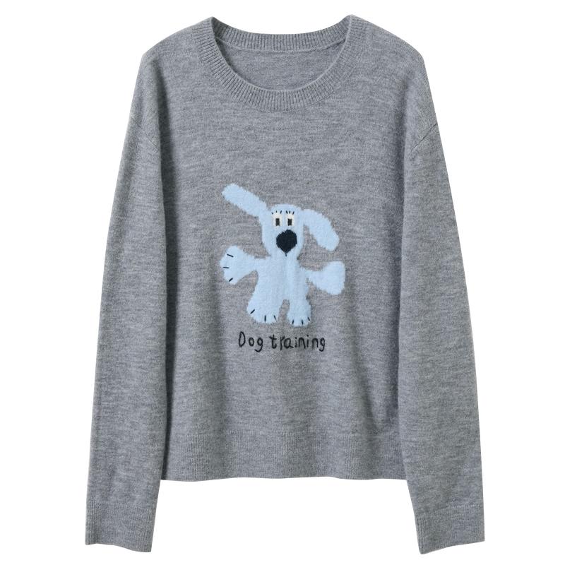 

Sancai Women s Cartoon Jacquard Round Neck Knitted Pullover Sweater S 155/80A