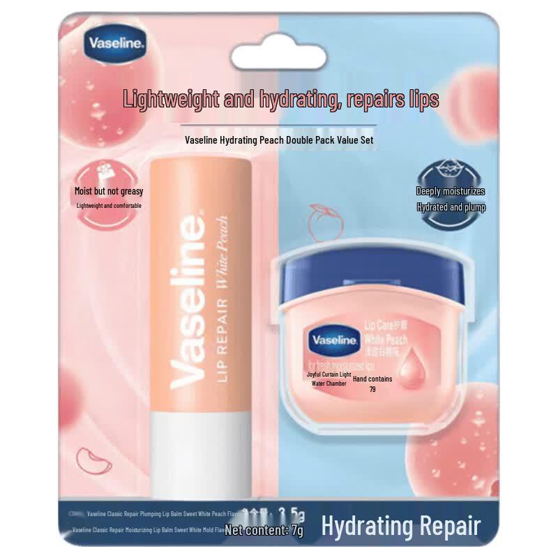 Vaseline Peach Lip Balm Duo Set