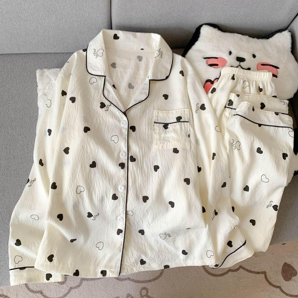 2025 Frühling/Herbst Niedliches Wolken-Baumwoll-Pyjama-Set für Mädchen - Langarm & Hose, Tragbar im Freien