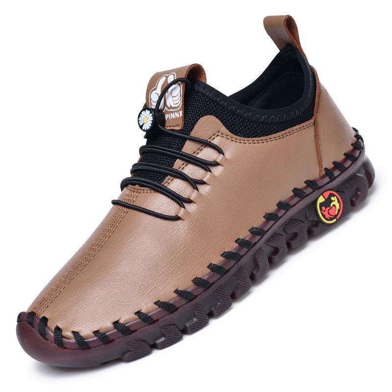 Hand-sewn soft-soled mother casual women's shoes 2025 beef tendon sole leather breathable 40 to 50 year old women's shoes shock-absorbing soft sole
