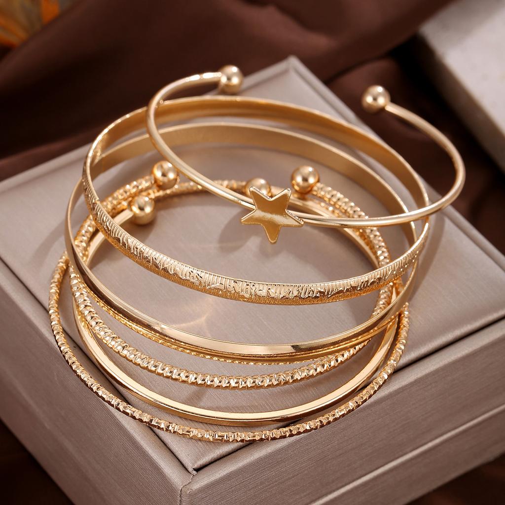 Hot-selling retro creative pentagram design open bracelet set metal bracelet bracelet