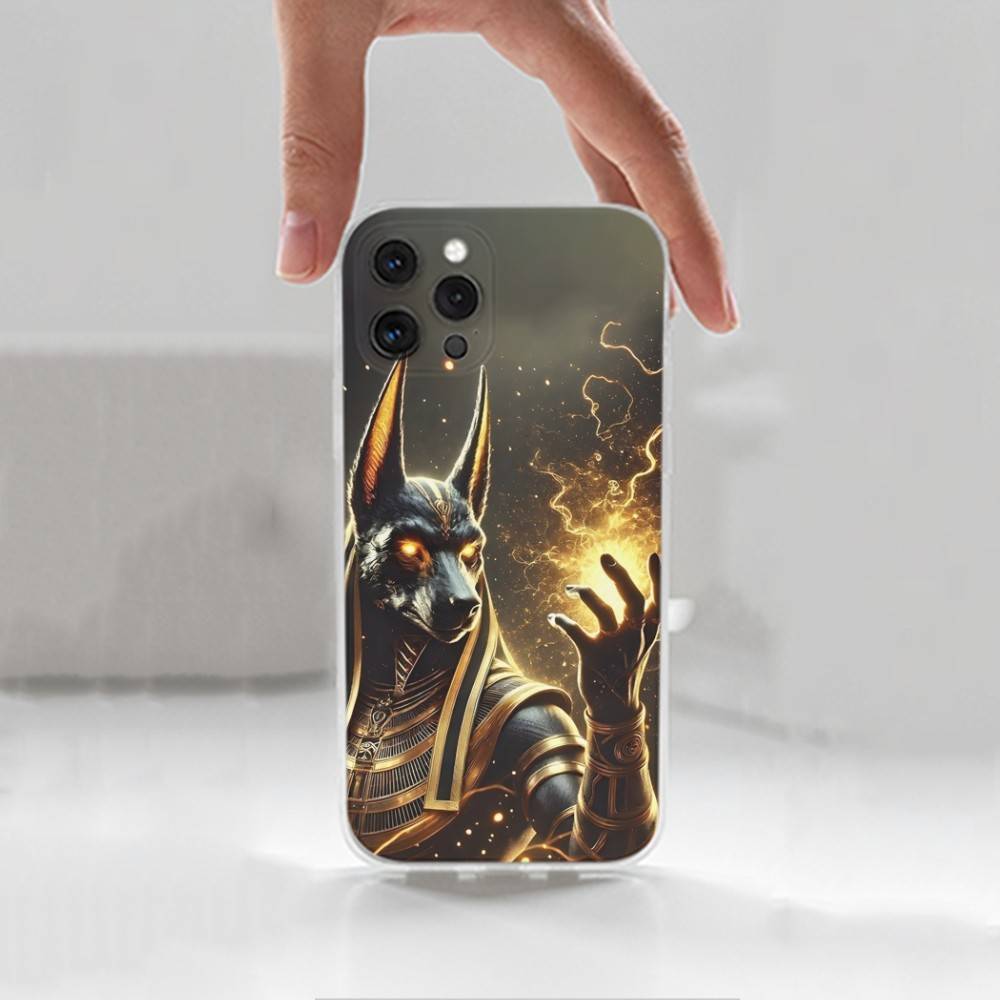 Anubis Egyptian God Phone Case For iPhone 16,15,14,17,13,12,11 Plus,Pro,Max,XR,XS,X,7,8 Plus,SE,Mini,Transparent,Silicone Case