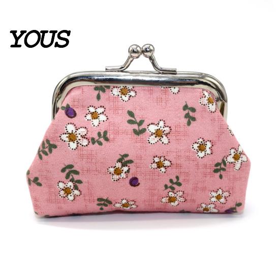 Small Coin Holder Cute Floral Purse, Vintage Kiss-lock Change Pouch, Mini Versatile Bag Accessory Wallet Trinkets Storage Pouch for Coins, Cash, Cards