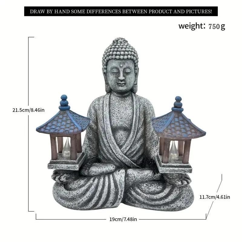 1pc Lighthouse Buddha Statues with LED Lights, Solar-Power Buddha Sculpture Decor for Home Garden, Yard, Patio, Yoga