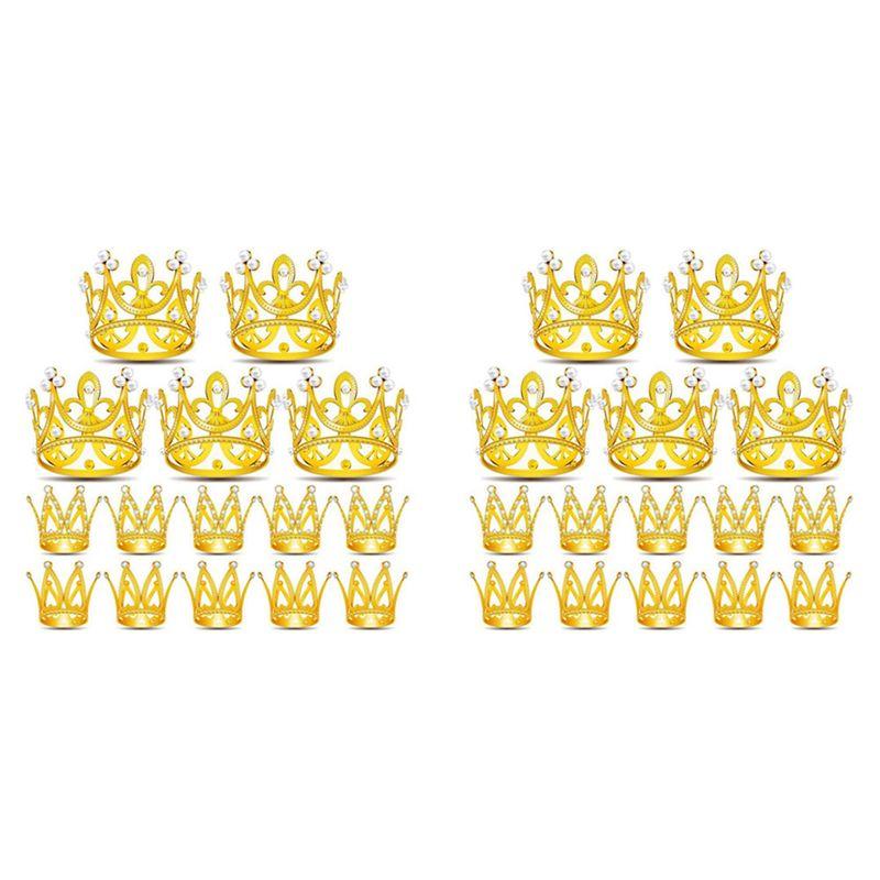 A84E-30Pcs Crown Cake Topper, Mini Baby Cupcake Crowns For Flower Arrangements Cupcake Baby Shower Wedding Decor