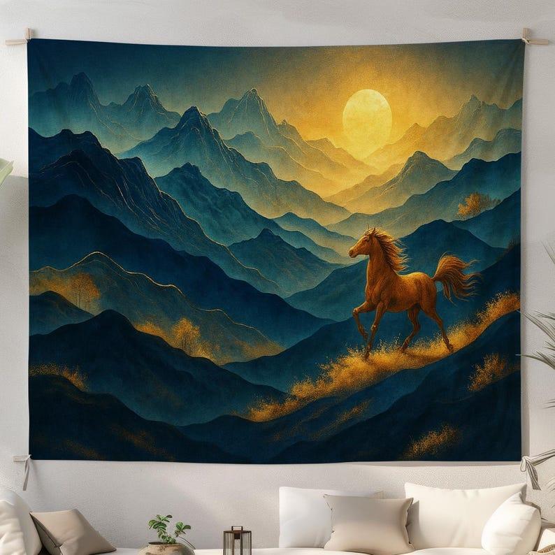Sunset at Wild Horse Mountain tapestry 75x100 чёрный