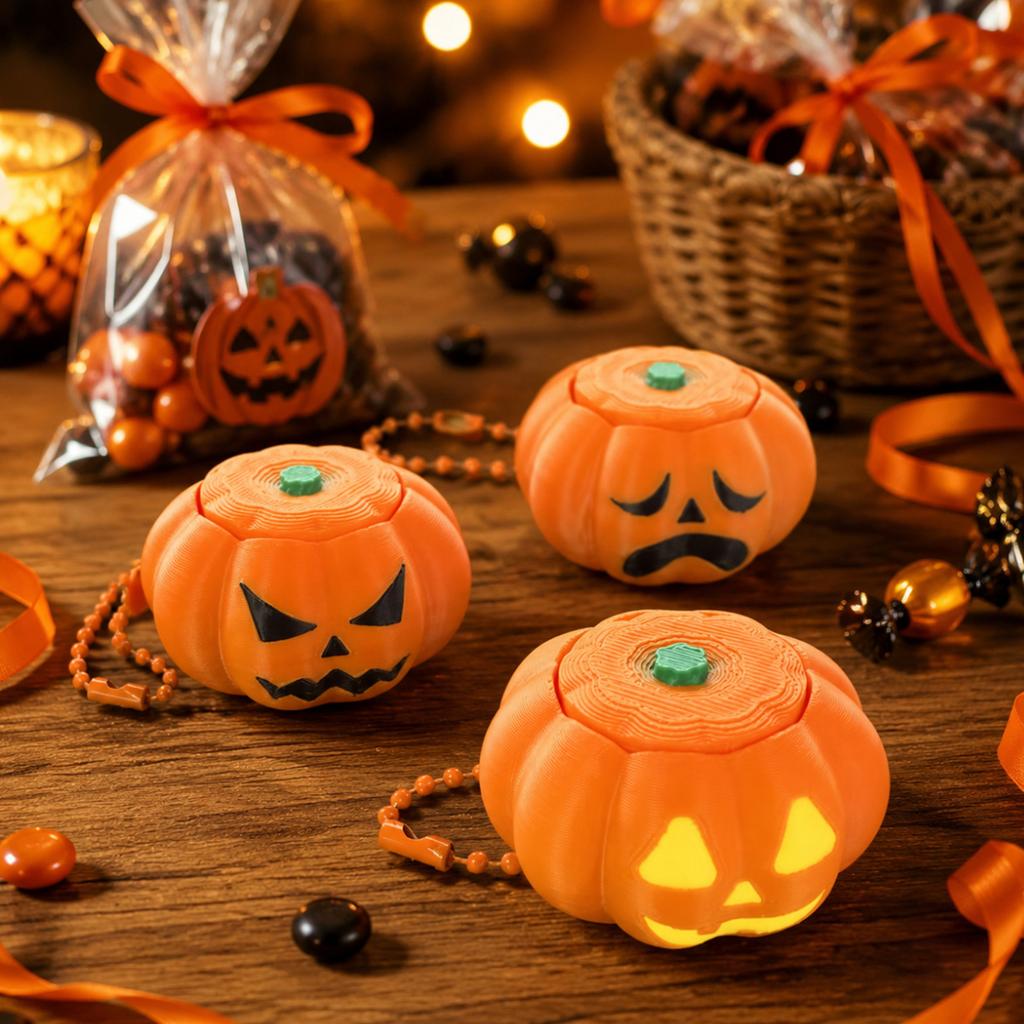 Halloween Pumpkin Stress Toy - Face Clicker Keychain Toy for Adults and Kids