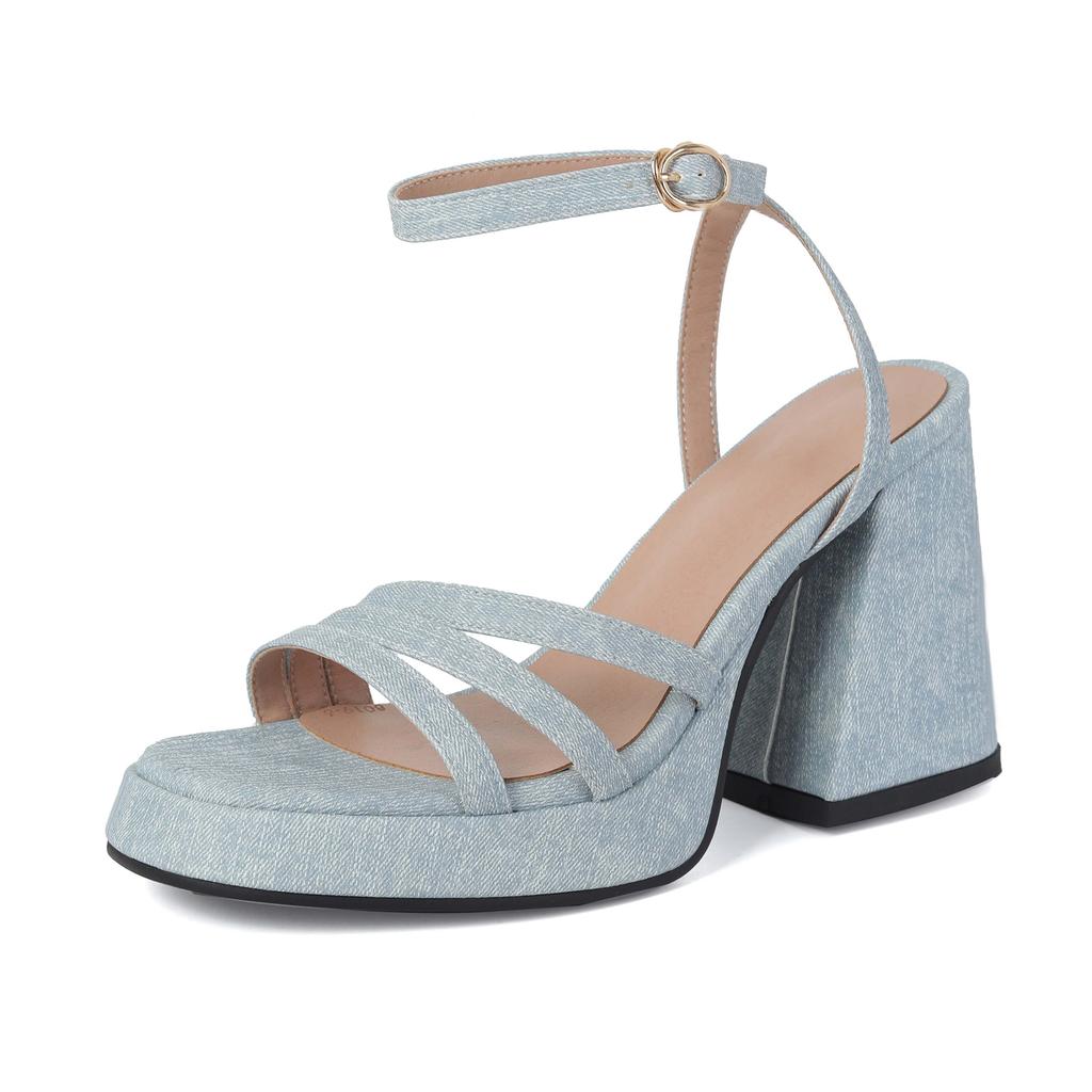 Krazing Pot Polyurethane Summer Size 43 Women Platform Super High Heels Women Peep Toe Ankle Straps Waterproof Sandals