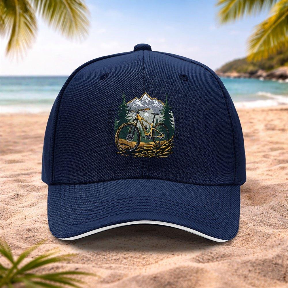 Mountain Bike Pattern Baseball Cap Lightweight Adjustable Unisex for Running Fitness Outdoor