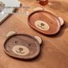 Qinkai Japanese Style Black Walnut Bear Wooden Tray