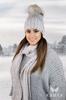 Winter Set Hat with Scarf Vizier with Pompom Color Pale Pink