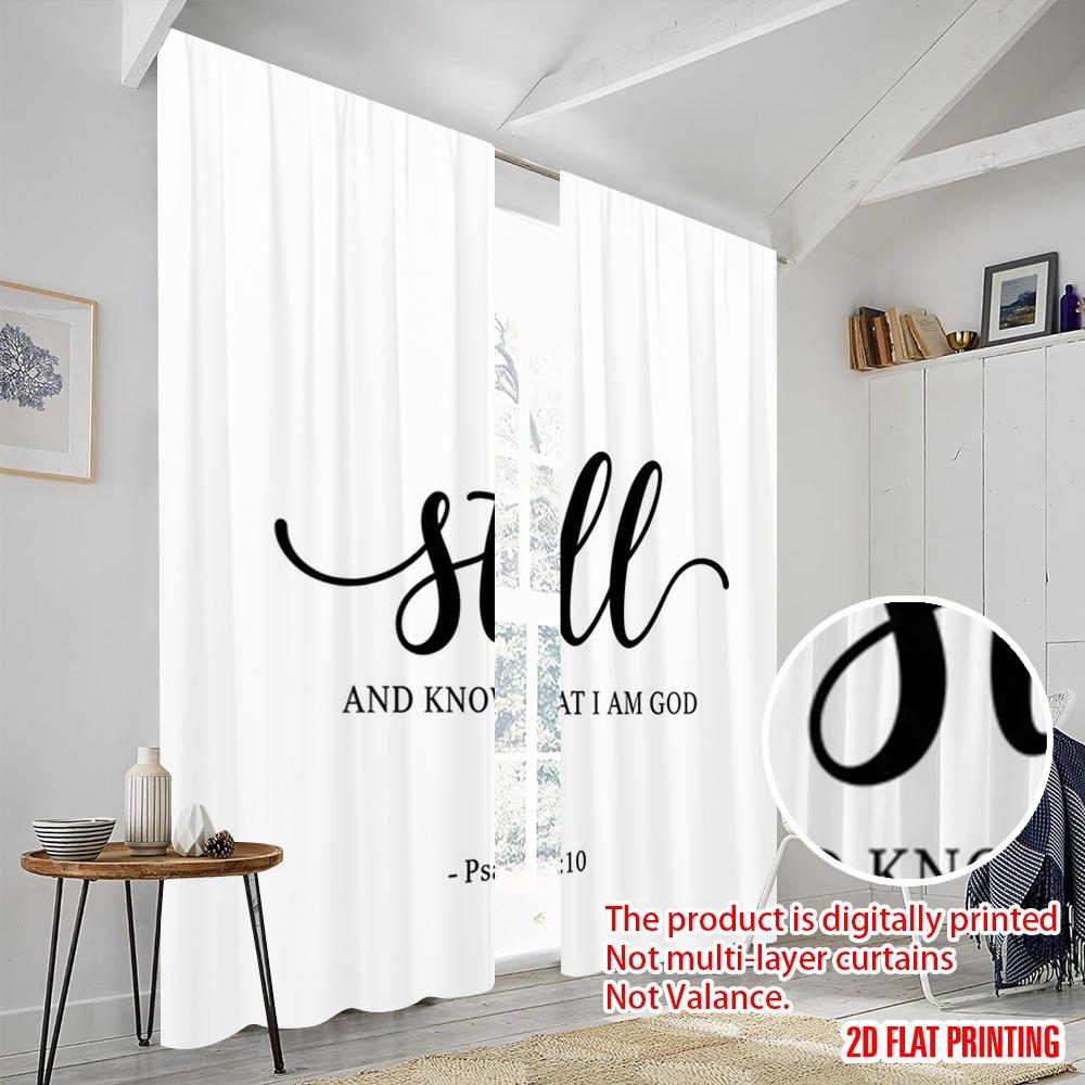 2pcs 2D flat printing Curtains Be Still Know God Fabric Without Electricity Festive Wall Decor Perfect for Wall art Party